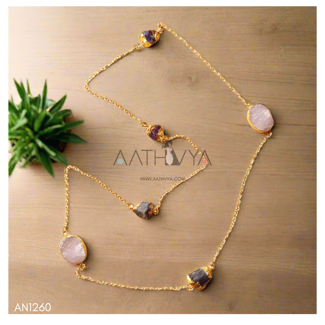 ROSE QUARTZ-AMETHYST CHAIN - AN1260