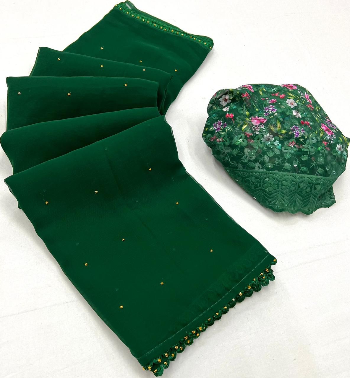 MOSS CHIFFON SAREES - AS1912