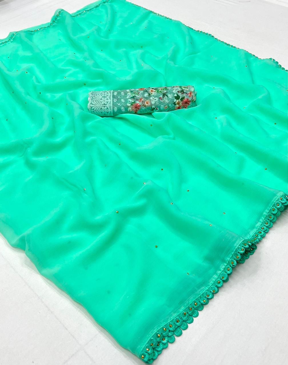 MOSS CHIFFON SAREES - AS1912