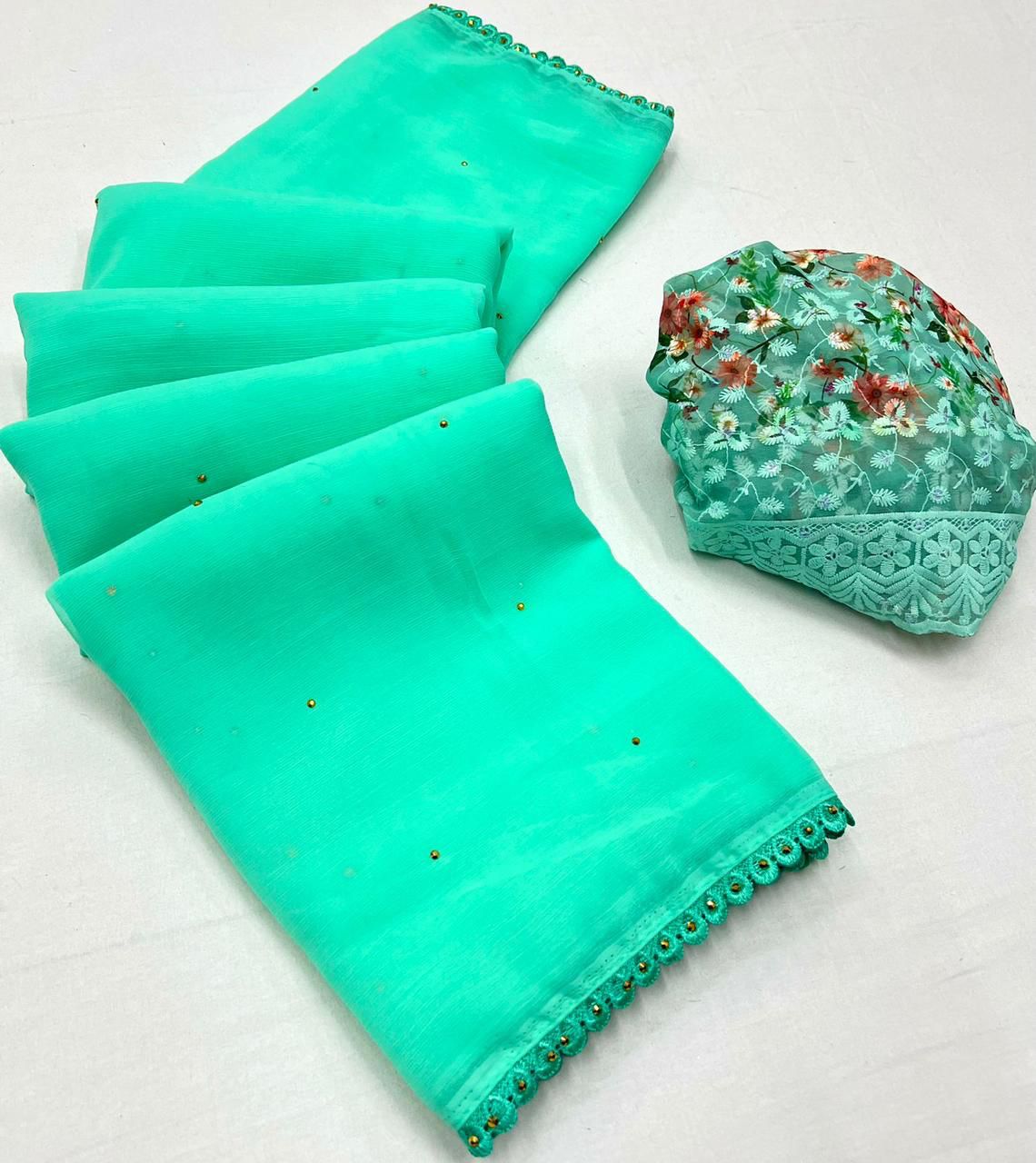 MOSS CHIFFON SAREES - AS1912