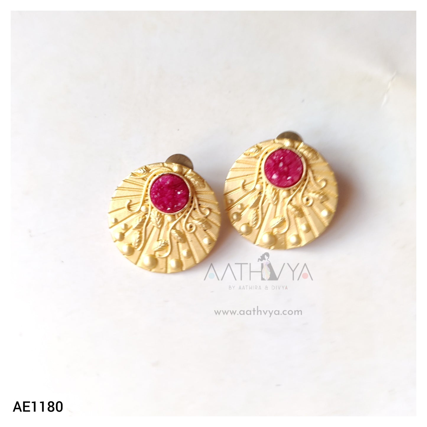 MATTE ENGRAVED DRUZY STUDS - AE1180