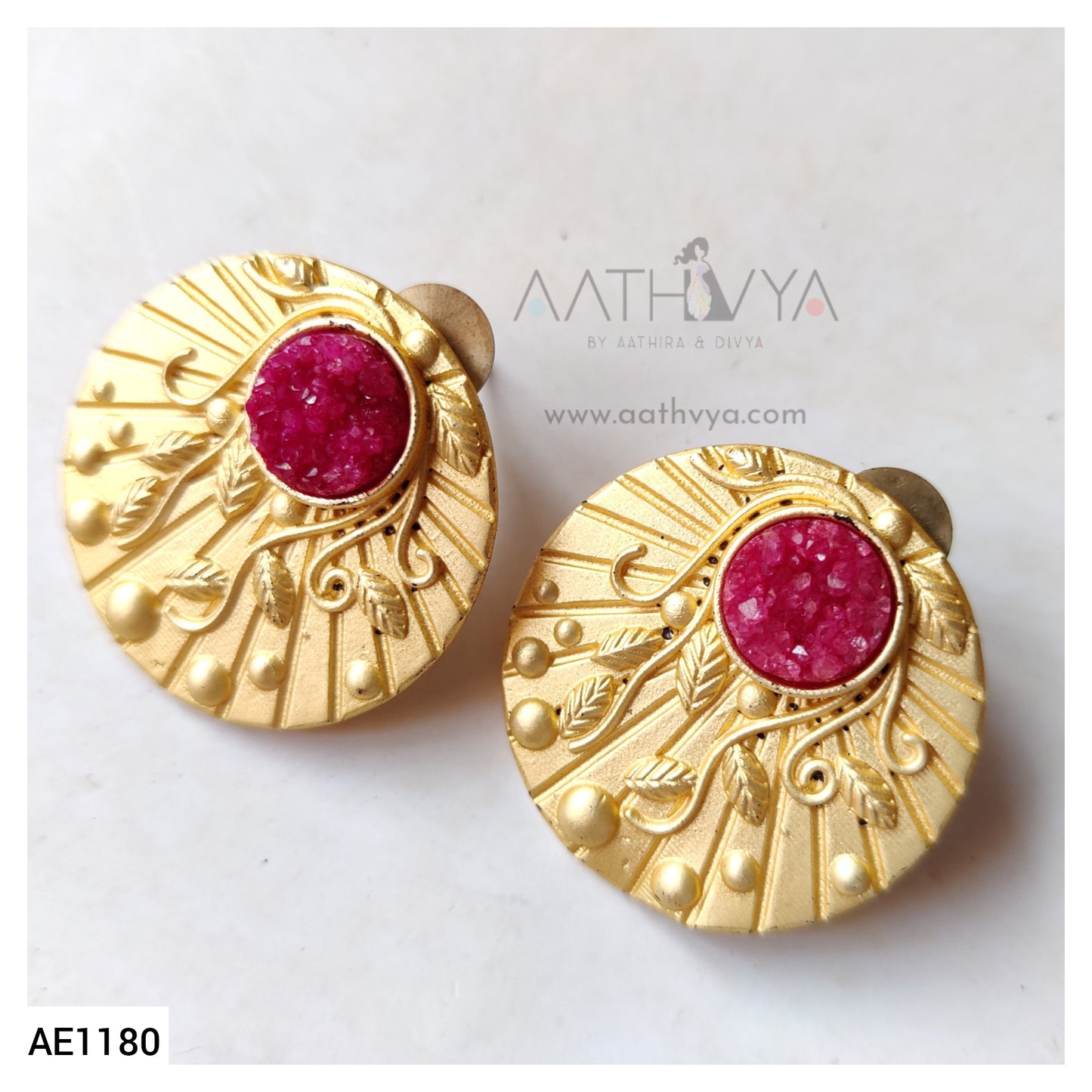 MATTE ENGRAVED DRUZY STUDS - AE1180