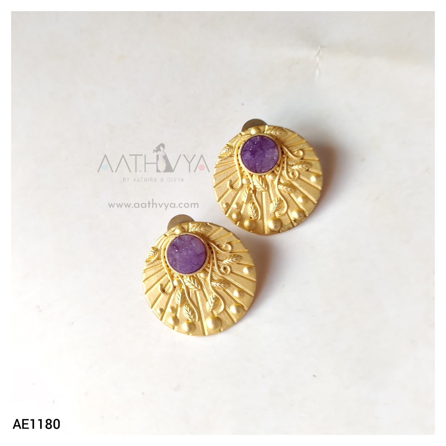 MATTE ENGRAVED DRUZY STUDS - AE1180