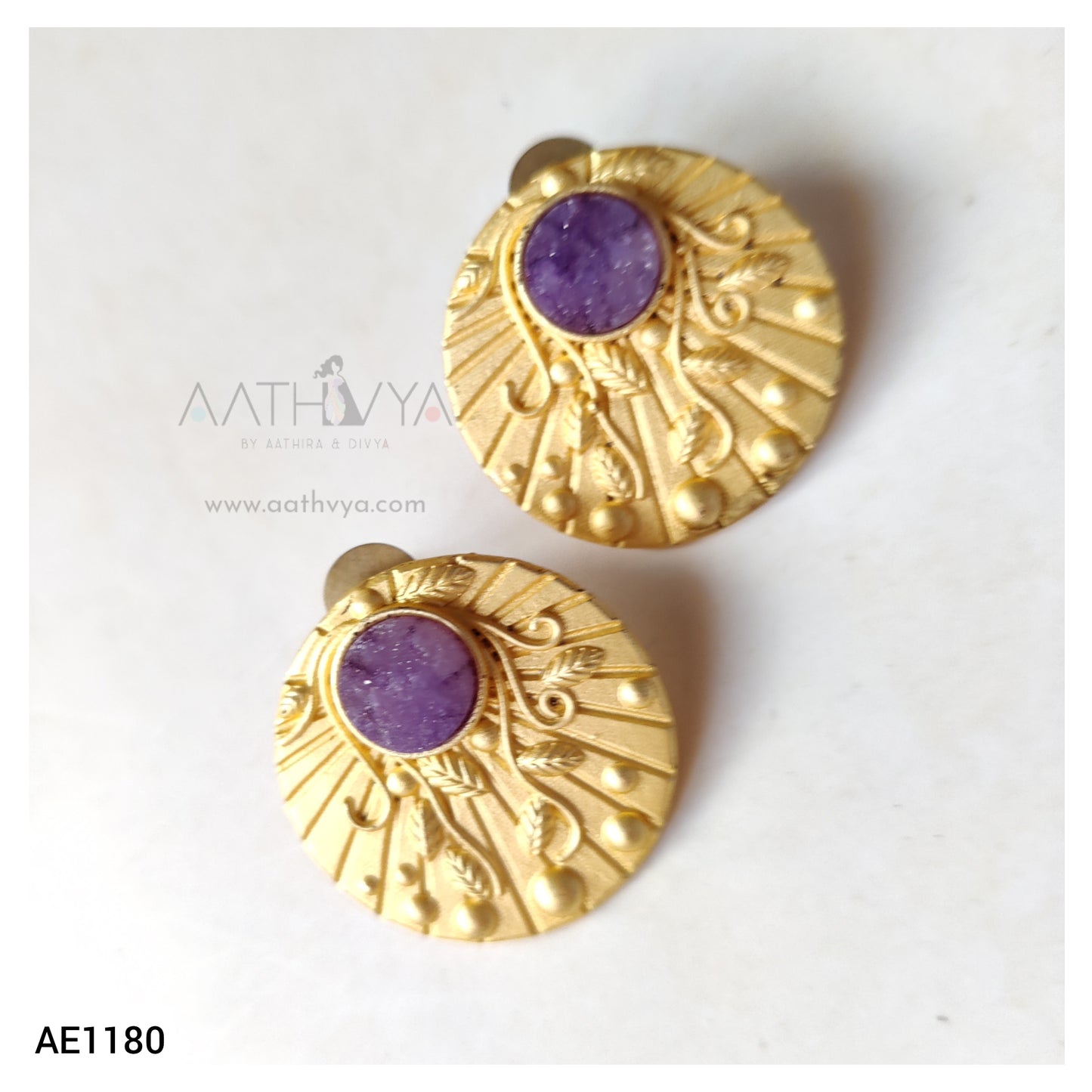 MATTE ENGRAVED DRUZY STUDS - AE1180