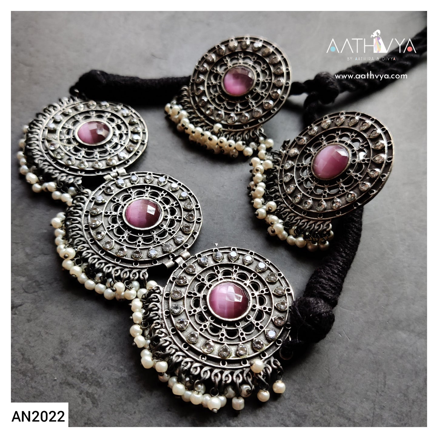 SILVER LOOK ALIKE CHOKER SET - AN2022