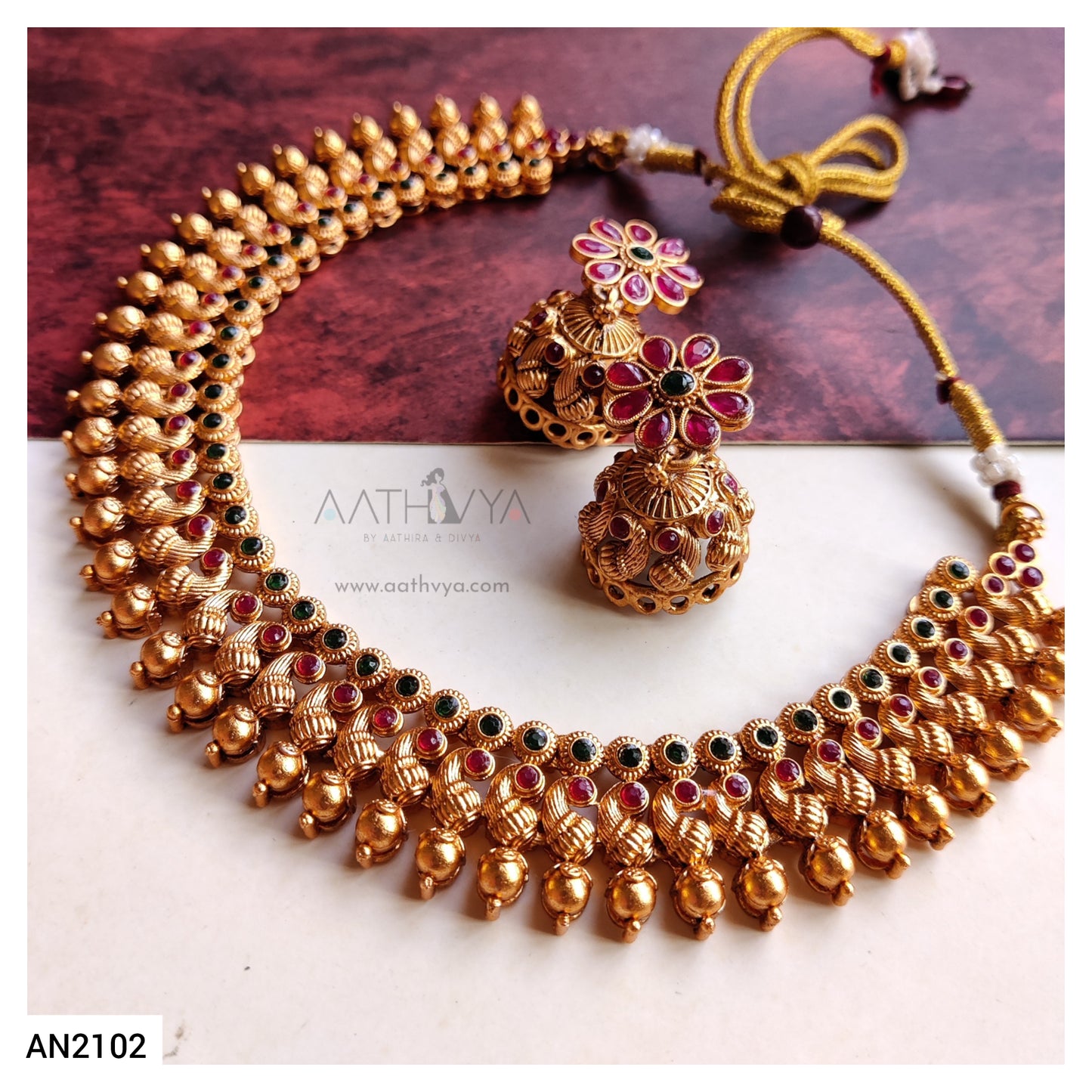 ANTIQUE GOLD PEACOCK SET - AN2102