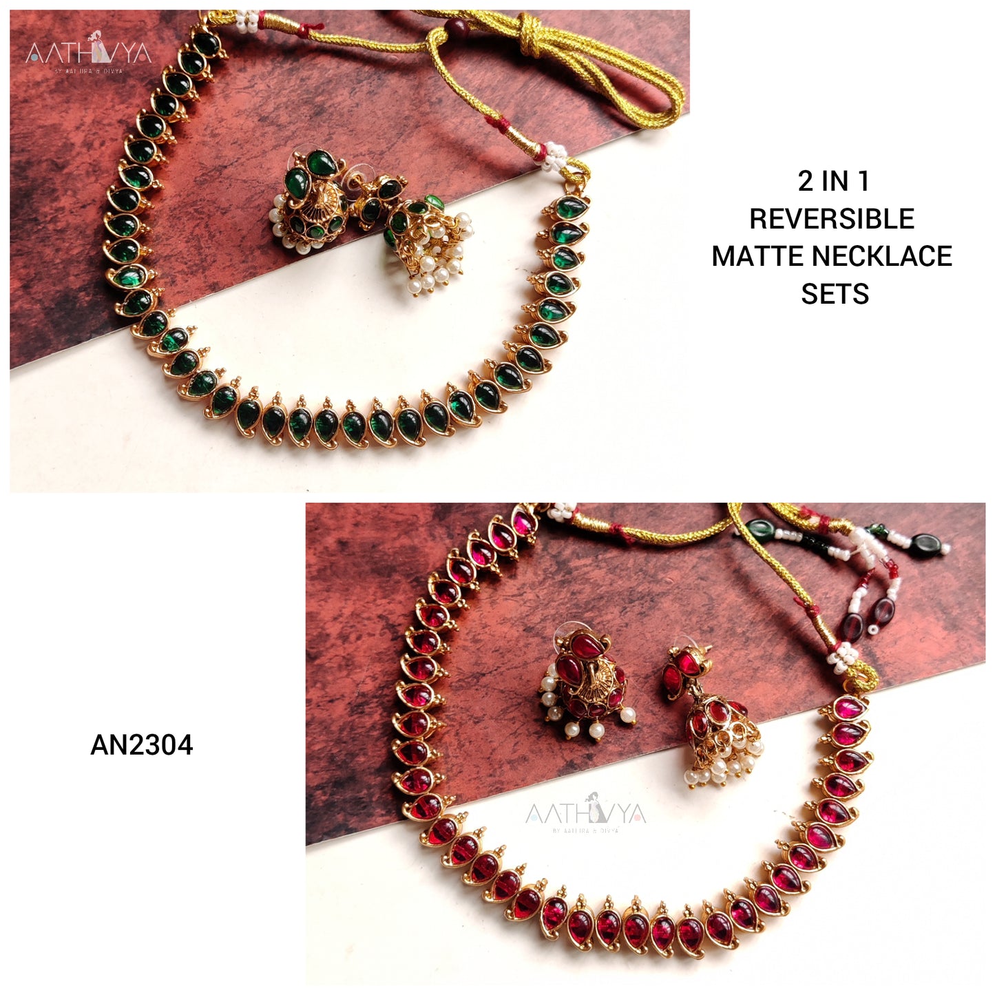 REVERSIBLE MATTE NECKLACE SET - AN2304