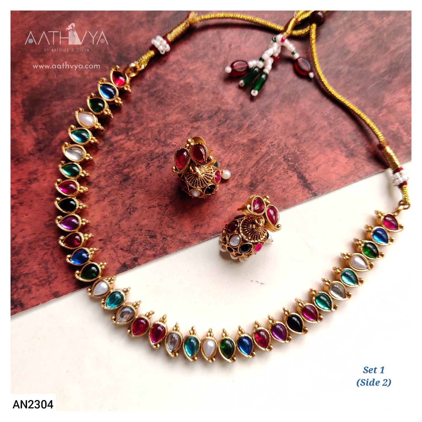 REVERSIBLE MATTE NECKLACE SET - AN2304