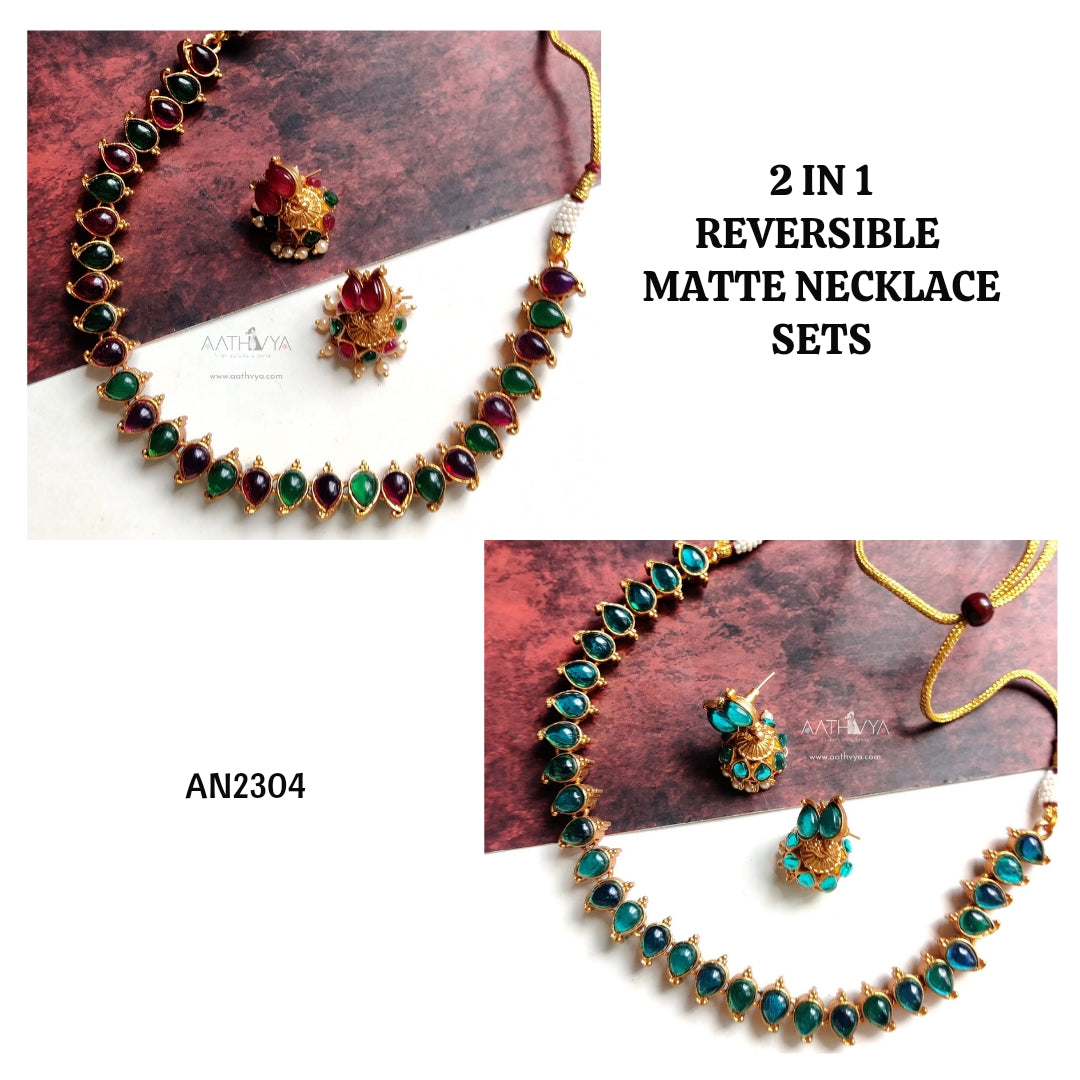 REVERSIBLE MATTE NECKLACE SET - AN2304