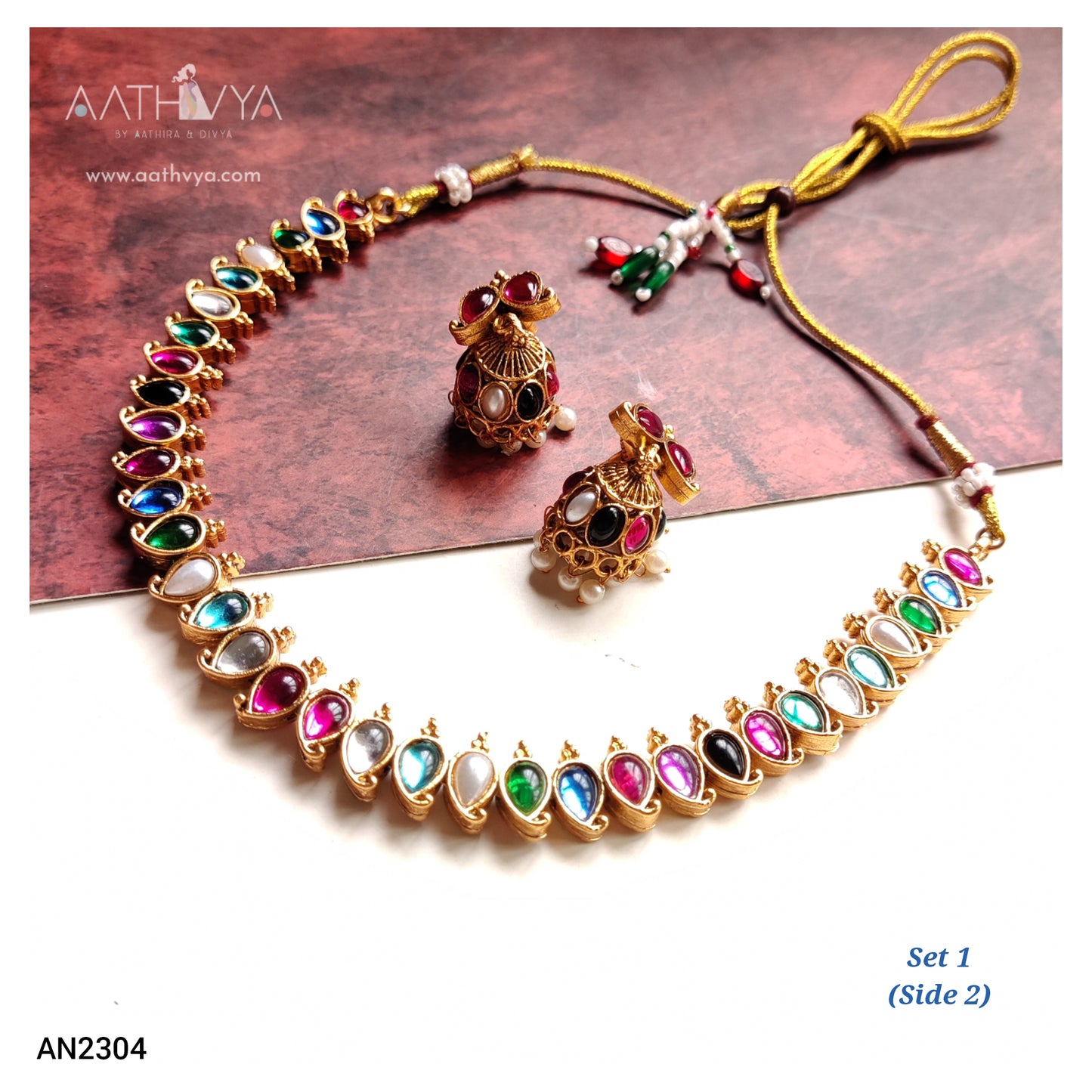 REVERSIBLE MATTE NECKLACE SET - AN2304