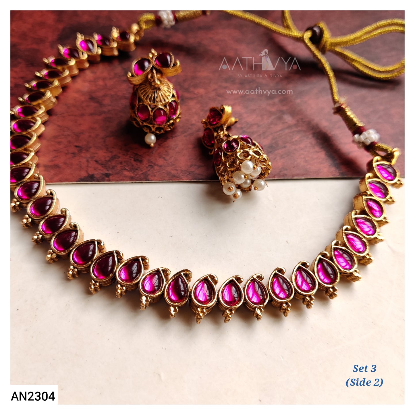 REVERSIBLE MATTE NECKLACE SET - AN2304