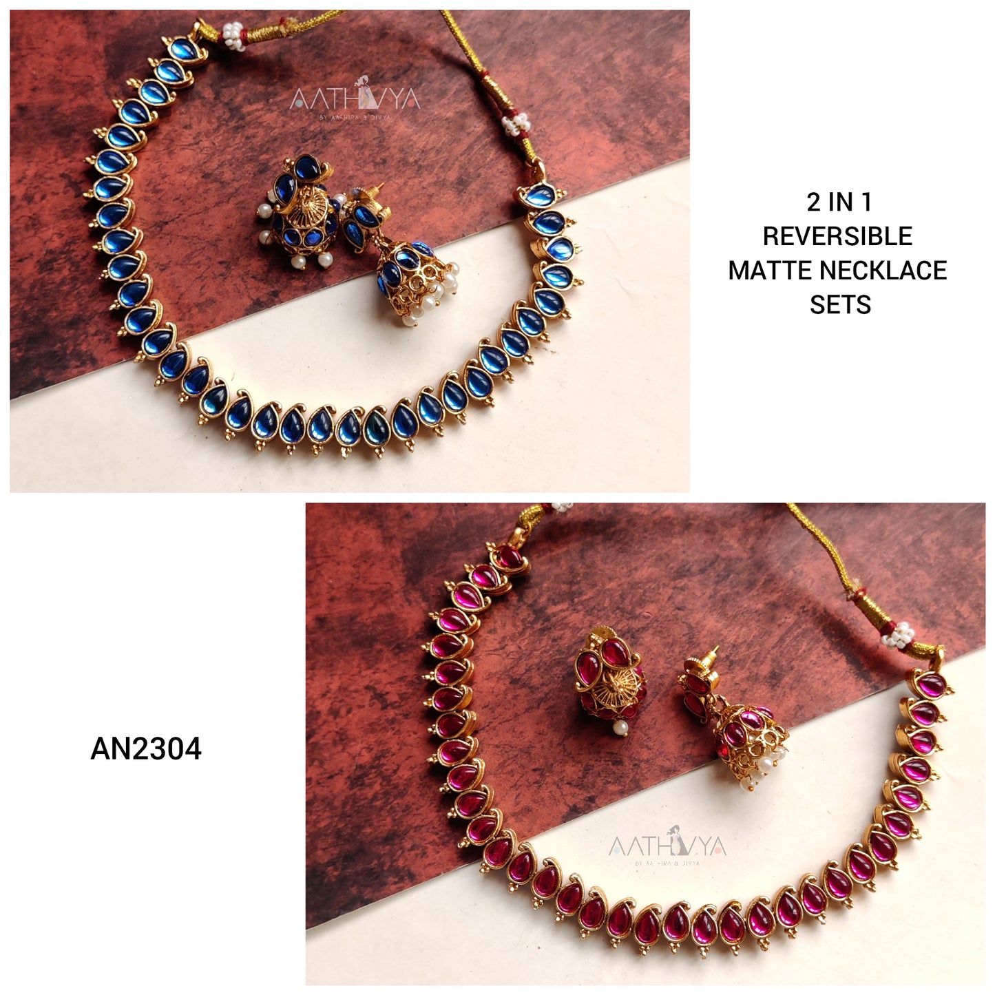 REVERSIBLE MATTE NECKLACE SET - AN2304