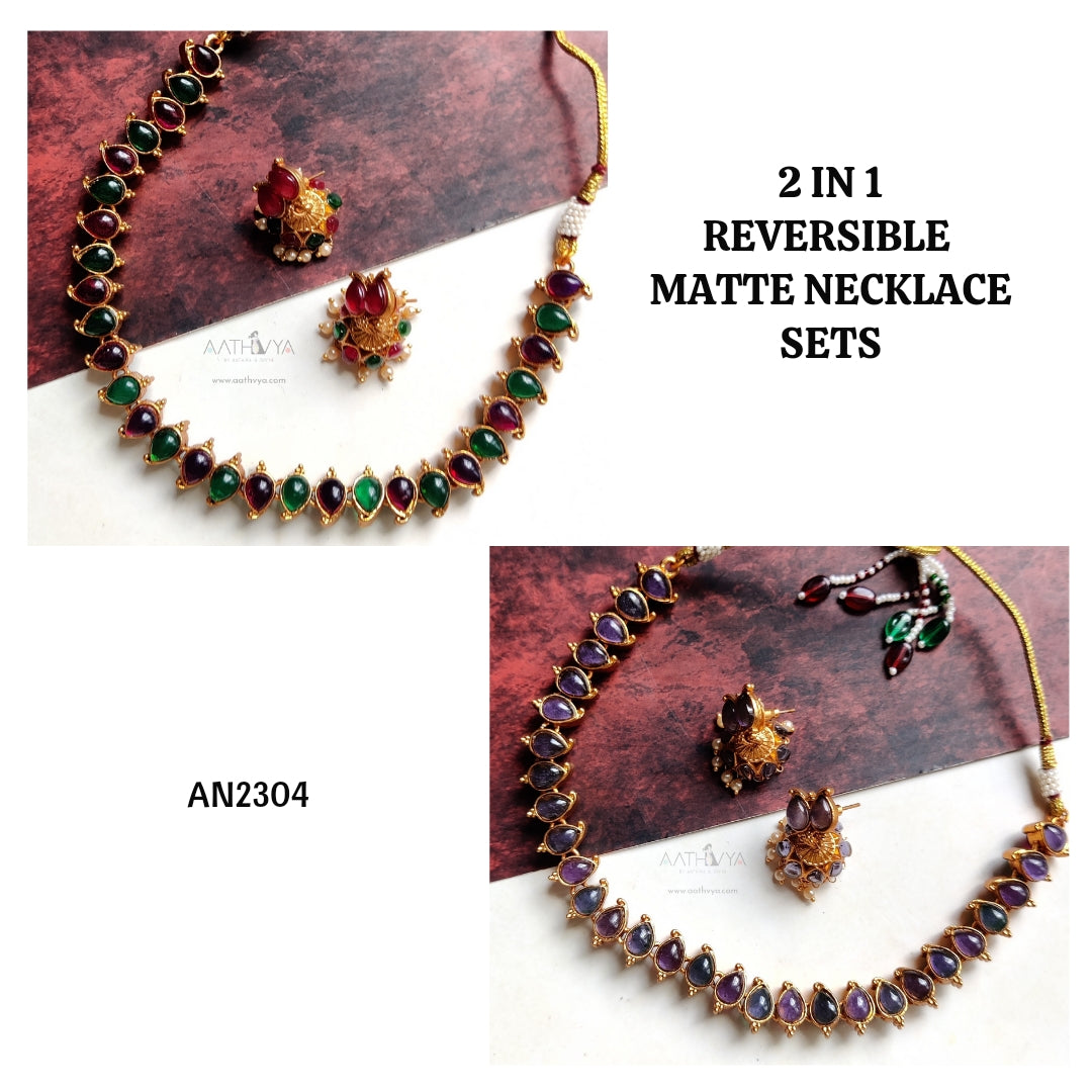 REVERSIBLE MATTE NECKLACE SET - AN2304
