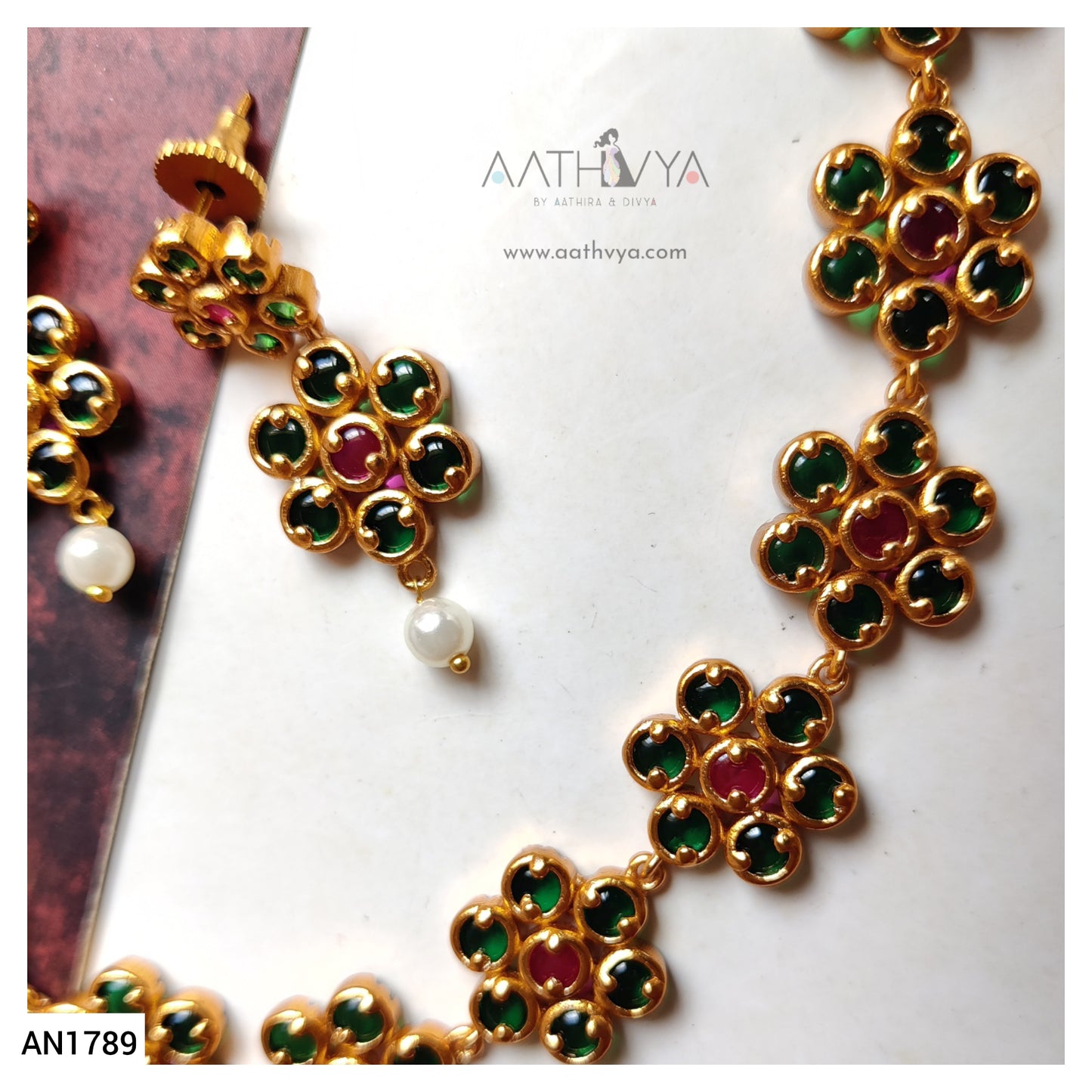 MATTE FINISH KEMP STONE NECKLACE SET - AN1789