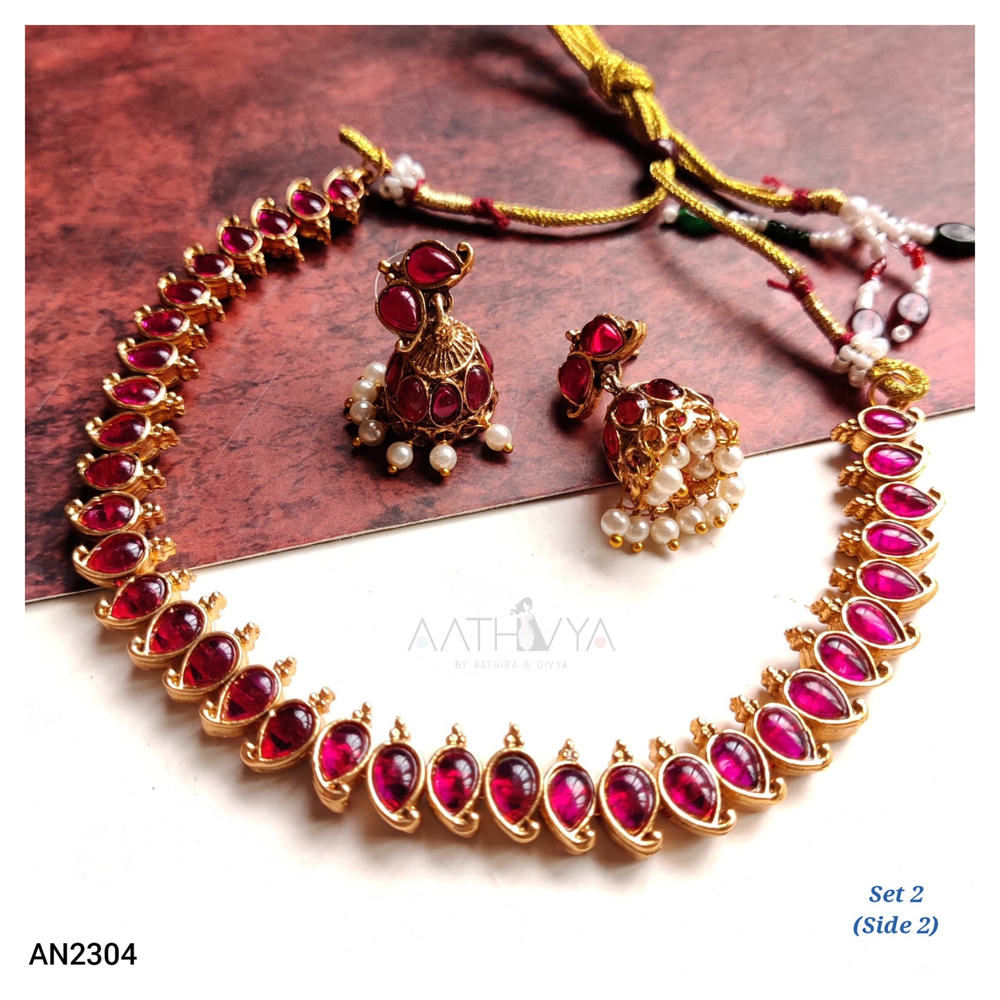 REVERSIBLE MATTE NECKLACE SET - AN2304