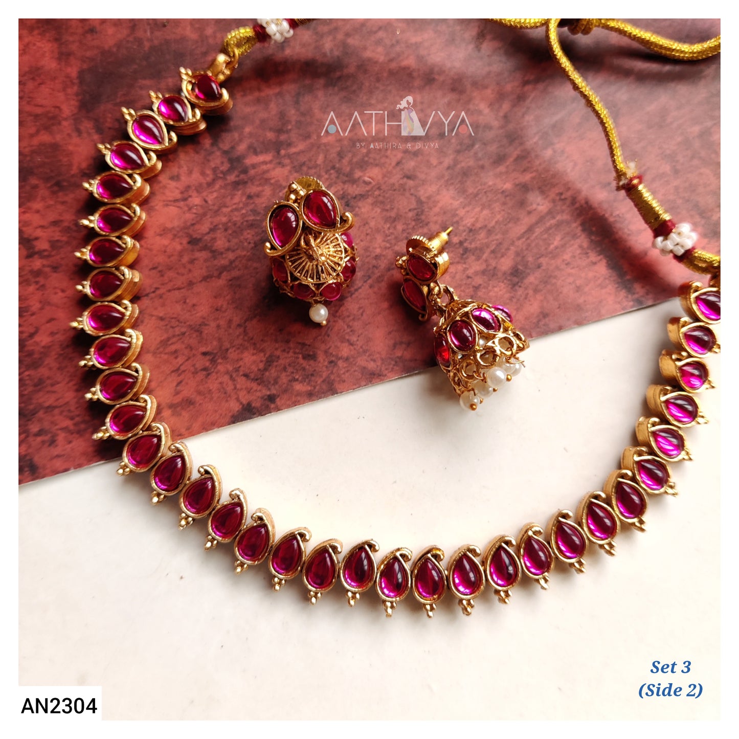 REVERSIBLE MATTE NECKLACE SET - AN2304