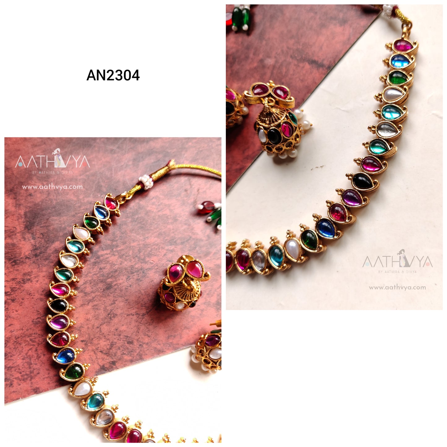 REVERSIBLE MATTE NECKLACE SET - AN2304