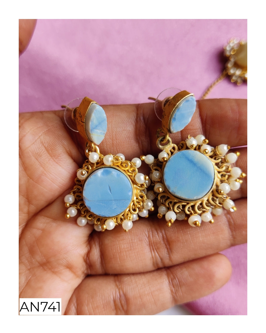 MULTICOLORED DRUZY STONE SET - AN741