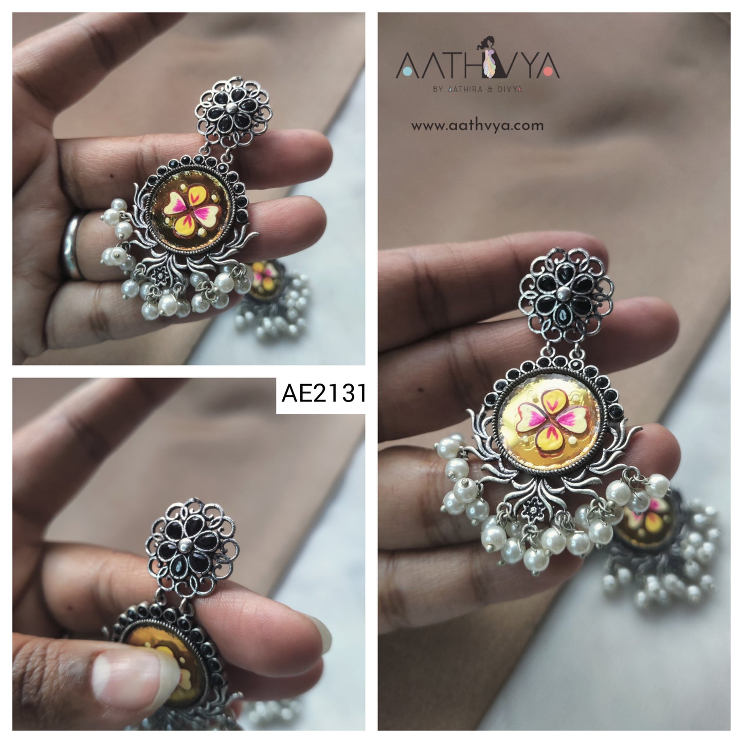 HANDPAINTED MIRROR EARRINGS - AE2131