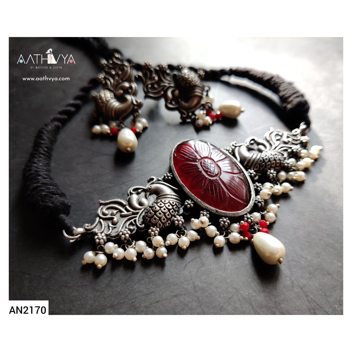 CARVED STONE PEACOCK CHOKER - AN2170