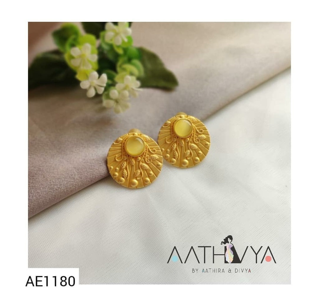 MATTE ENGRAVED DRUZY STUDS - AE1180