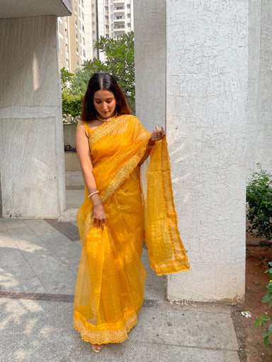 SEMI ORGANZA SAREE - AS913
