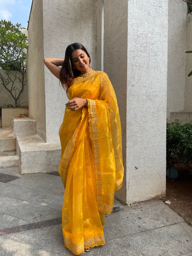 SEMI ORGANZA SAREE - AS913