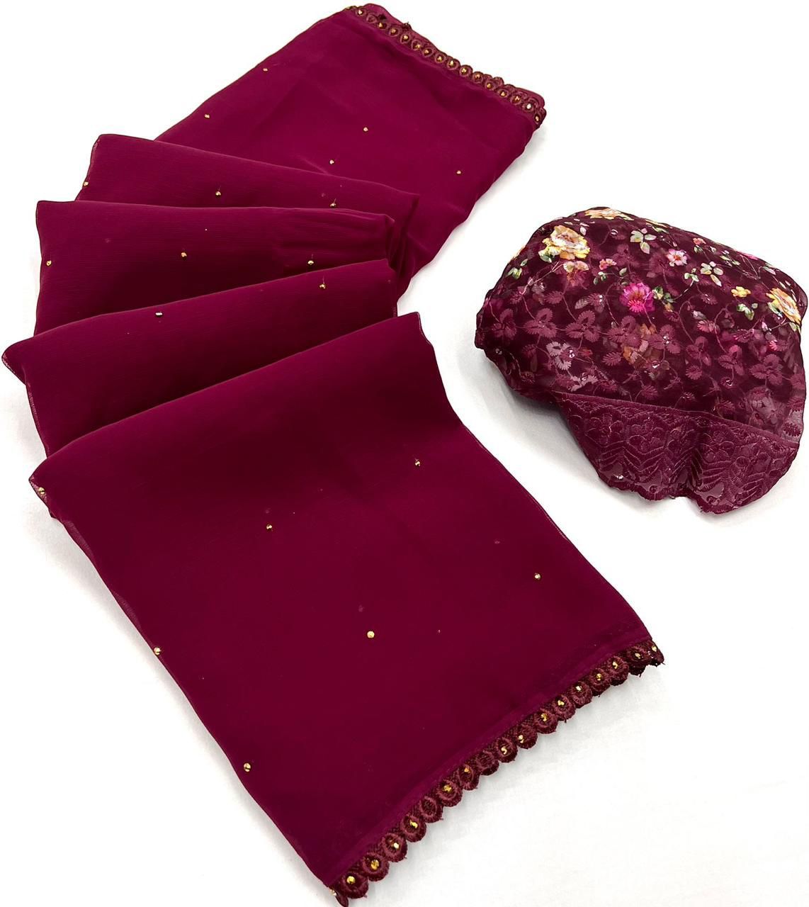 MOSS CHIFFON SAREES - AS1912