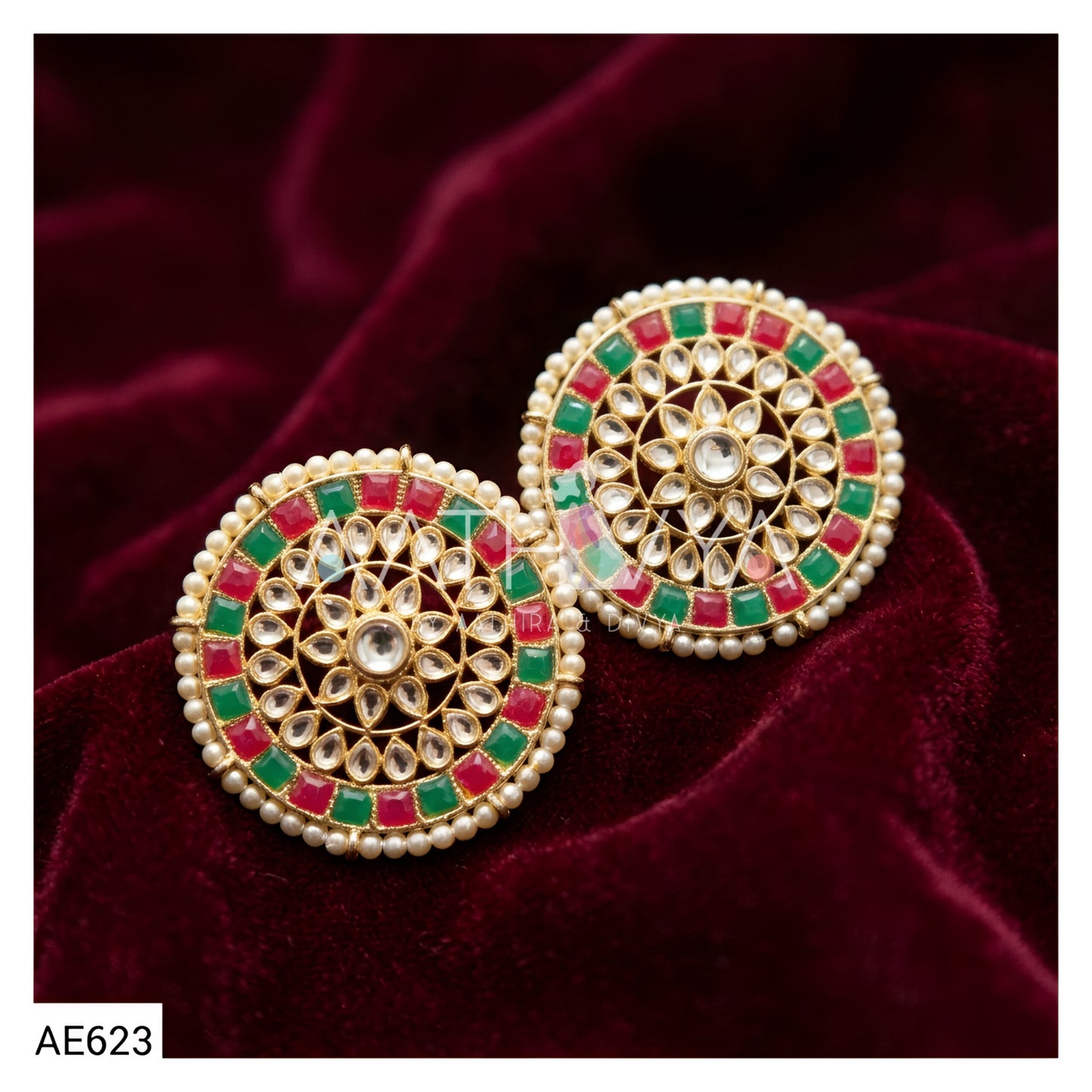 OVERSIZED DABI KUNDAN STUD - AE623