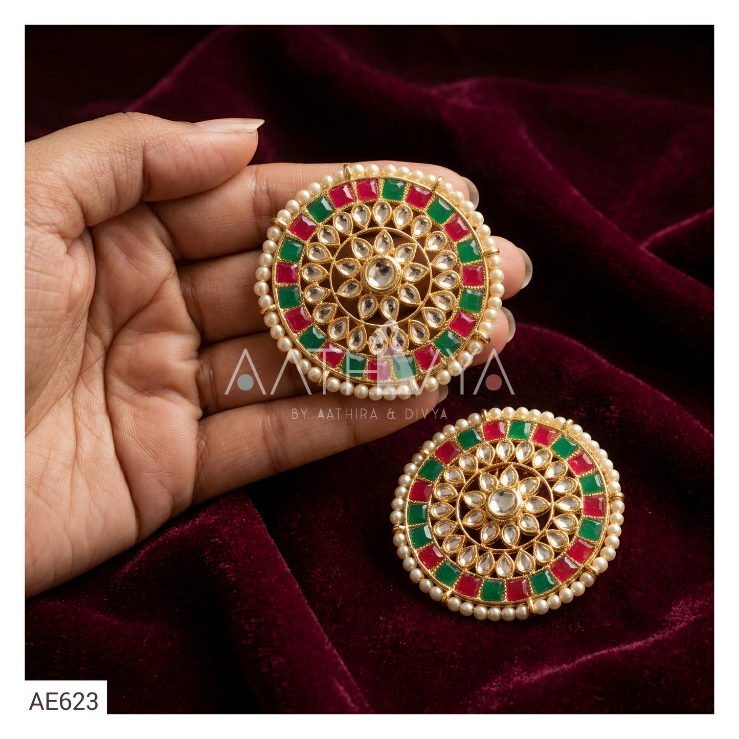 OVERSIZED DABI KUNDAN STUD - AE623