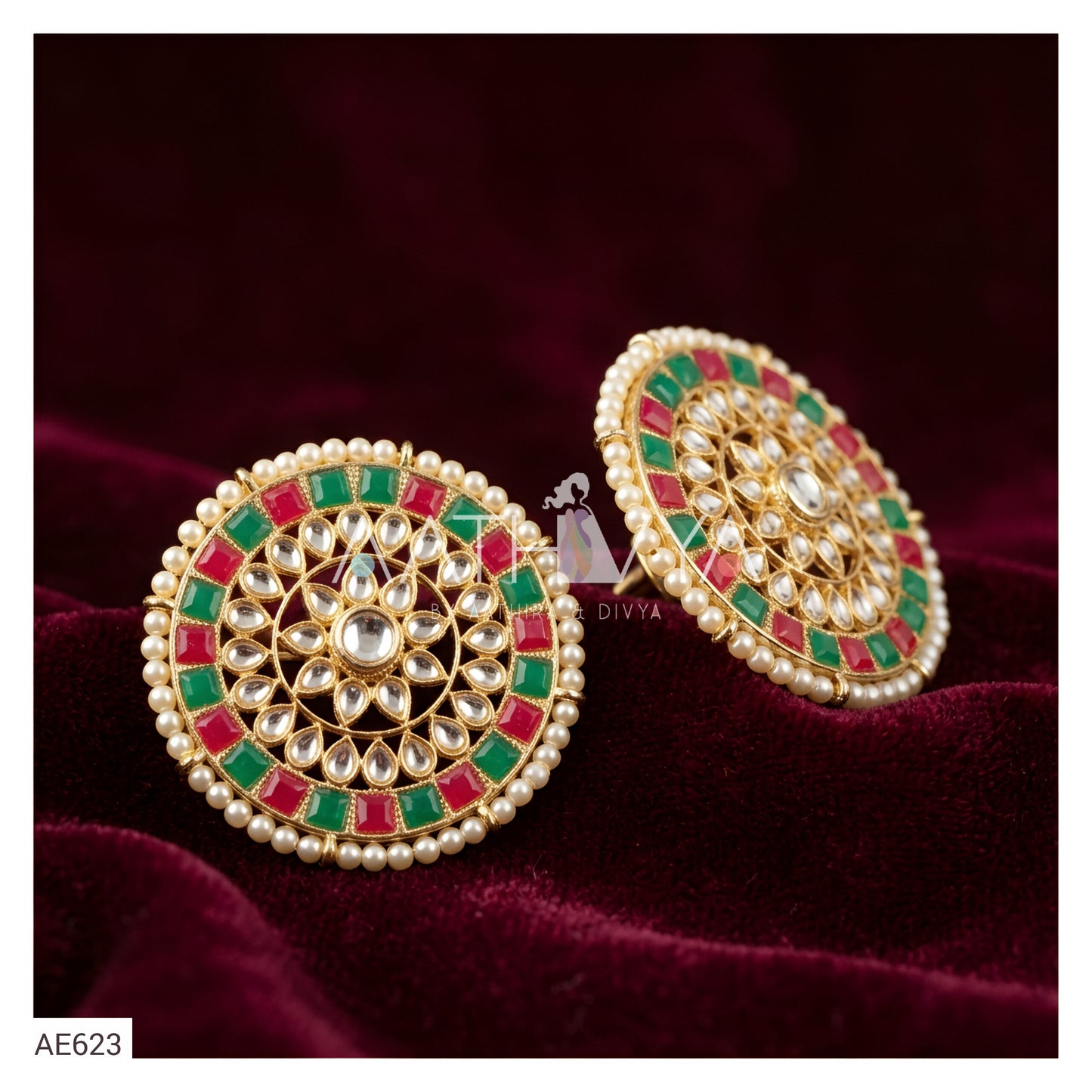 OVERSIZED DABI KUNDAN STUD - AE623