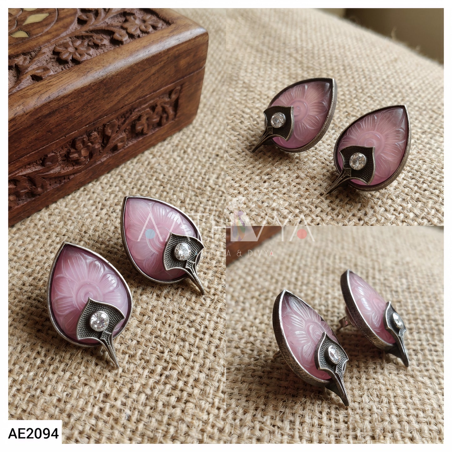 CARVED STONE STATEMENT STUDS - AE2094