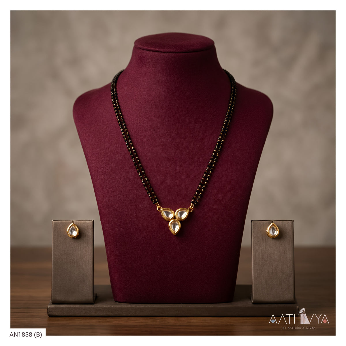 TRI KUNDAN PENDANT MANGALSUTRA SET -AN1838 (B)