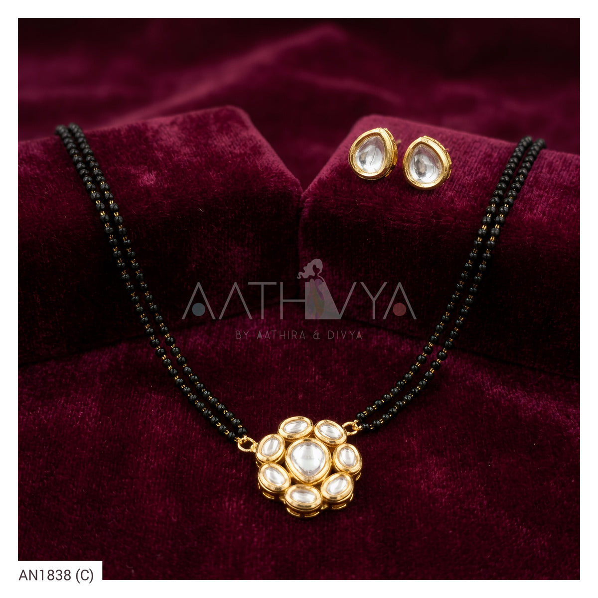 FLOWER KUNDAN PENDANT MANGALSUTRA SET - AN1838 (C)