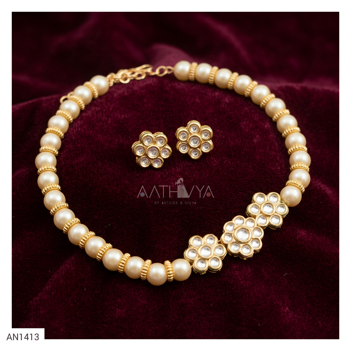 KUNDAN PEARL CHOKER - AN1413