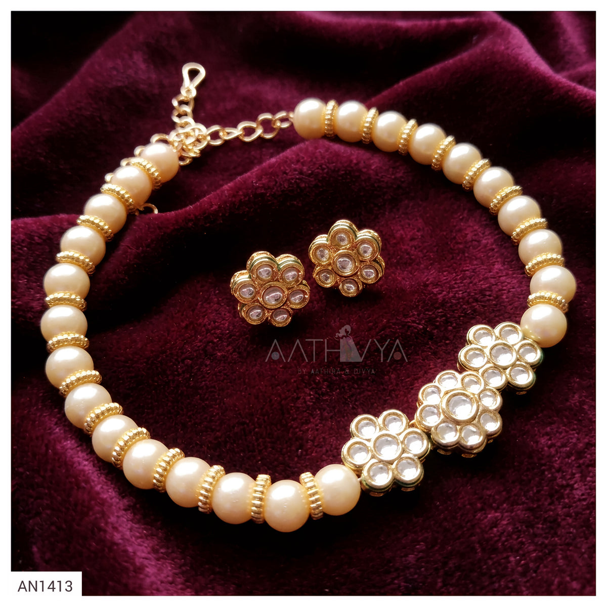 KUNDAN PEARL CHOKER - AN1413