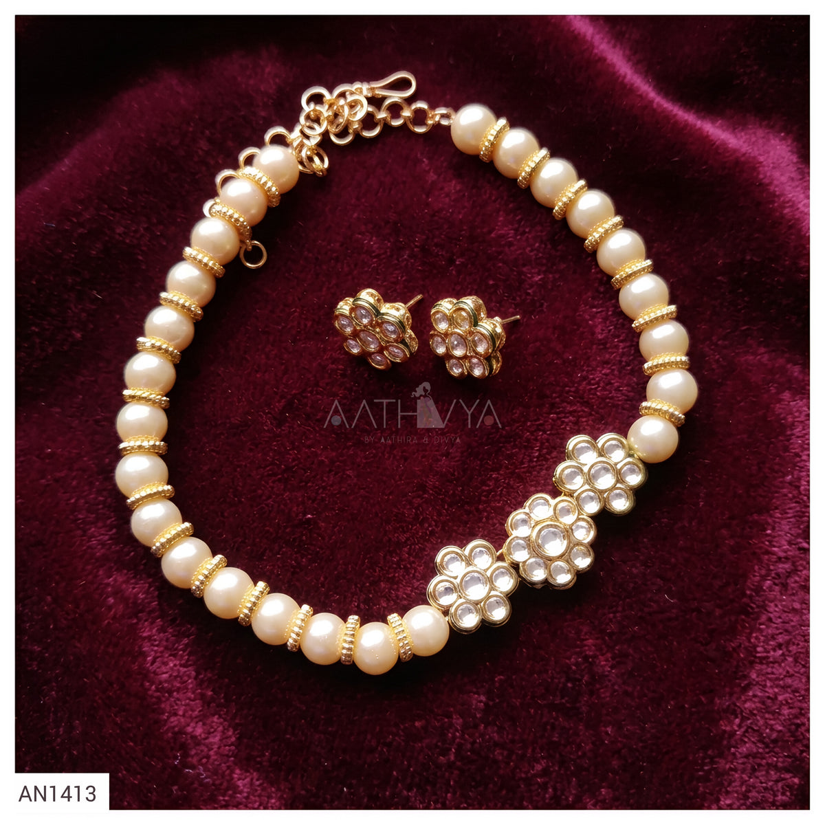 KUNDAN PEARL CHOKER - AN1413
