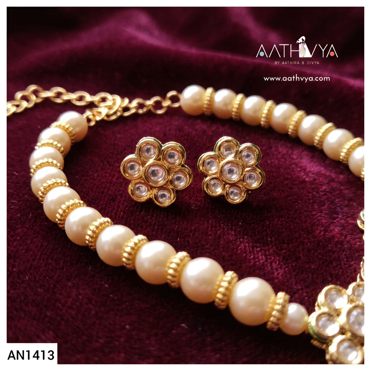 KUNDAN PEARL CHOKER - AN1413