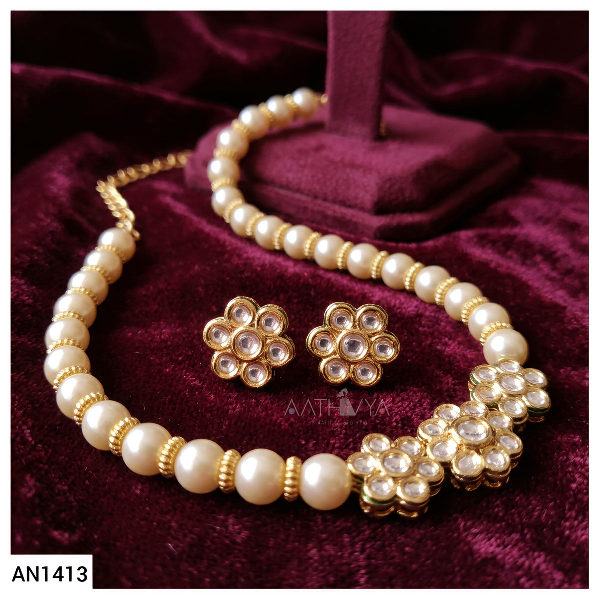 KUNDAN PEARL CHOKER - AN1413