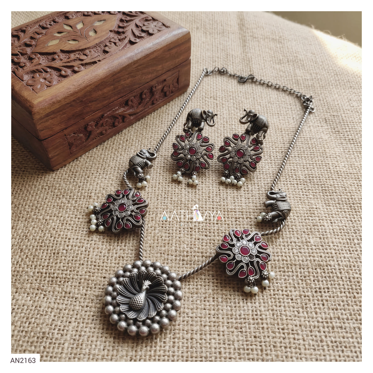 ELEPHANT & PEACOCK NECKPIECE - AN2163