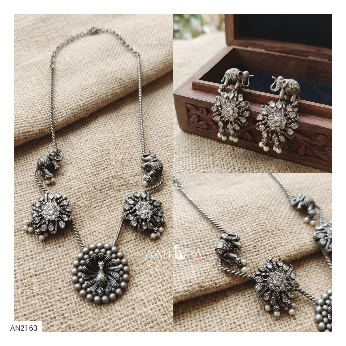 ELEPHANT & PEACOCK NECKPIECE - AN2163