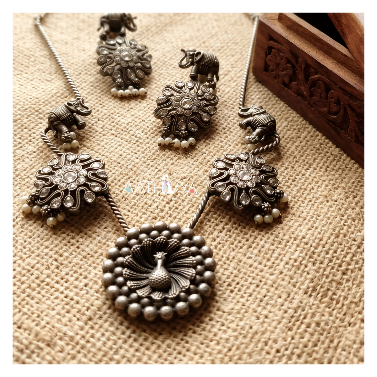 ELEPHANT & PEACOCK NECKPIECE - AN2163