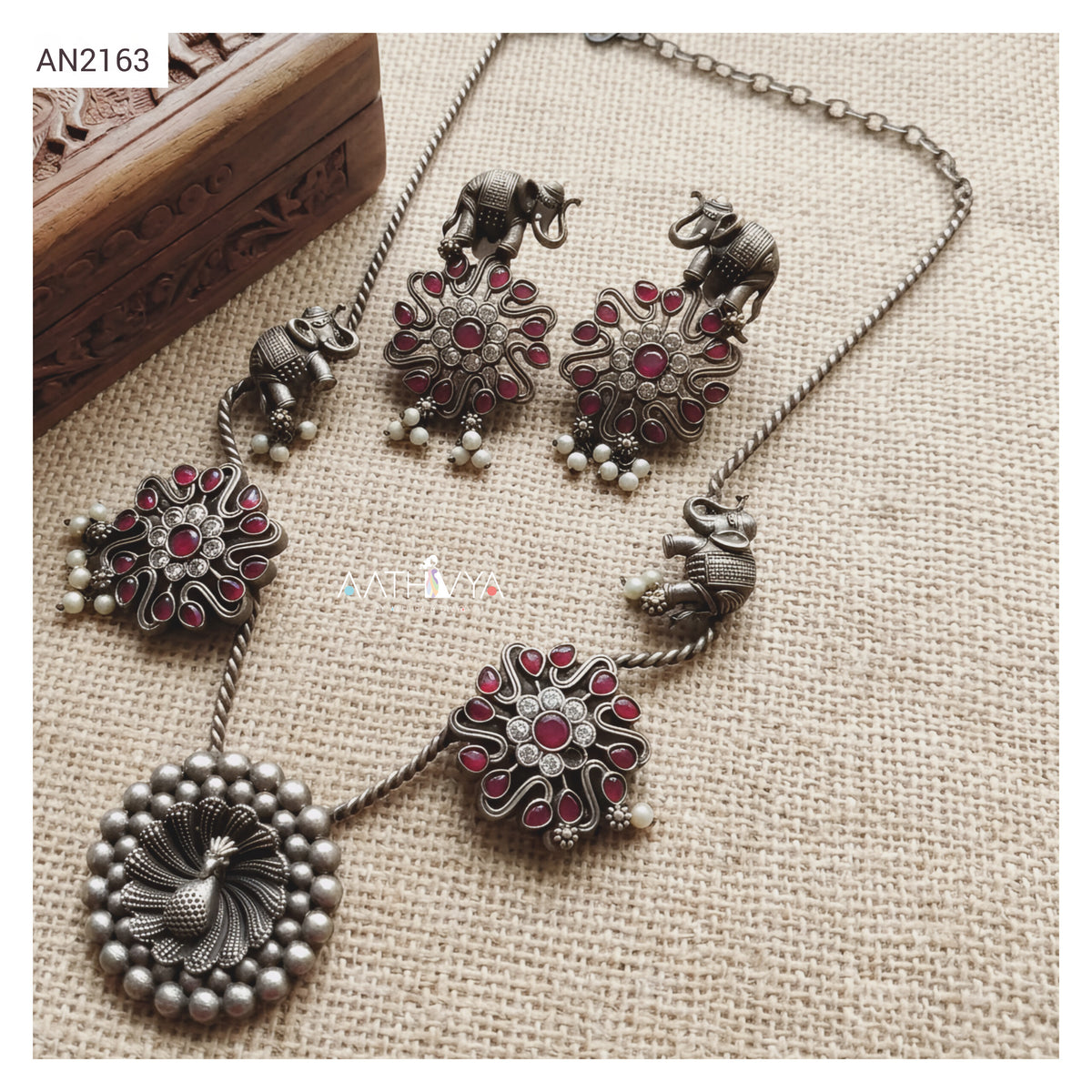 ELEPHANT & PEACOCK NECKPIECE - AN2163