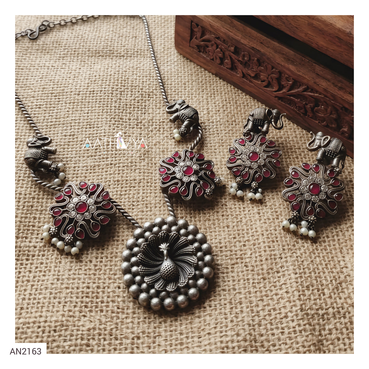 ELEPHANT & PEACOCK NECKPIECE - AN2163