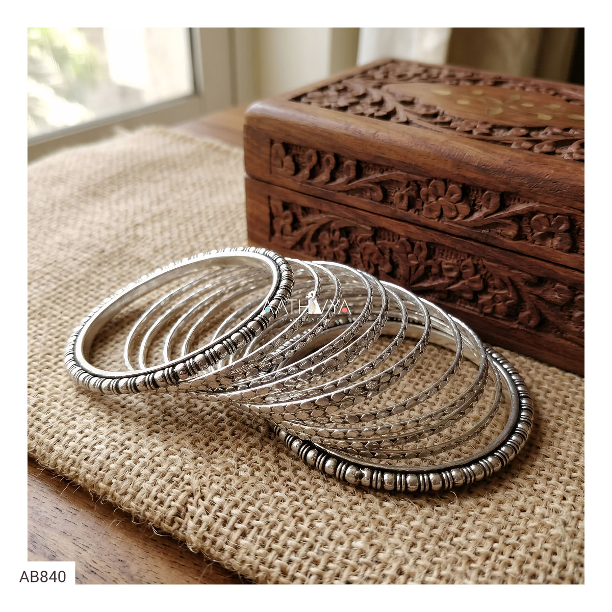 GERMAN SILVER BANGLE SET - AB840