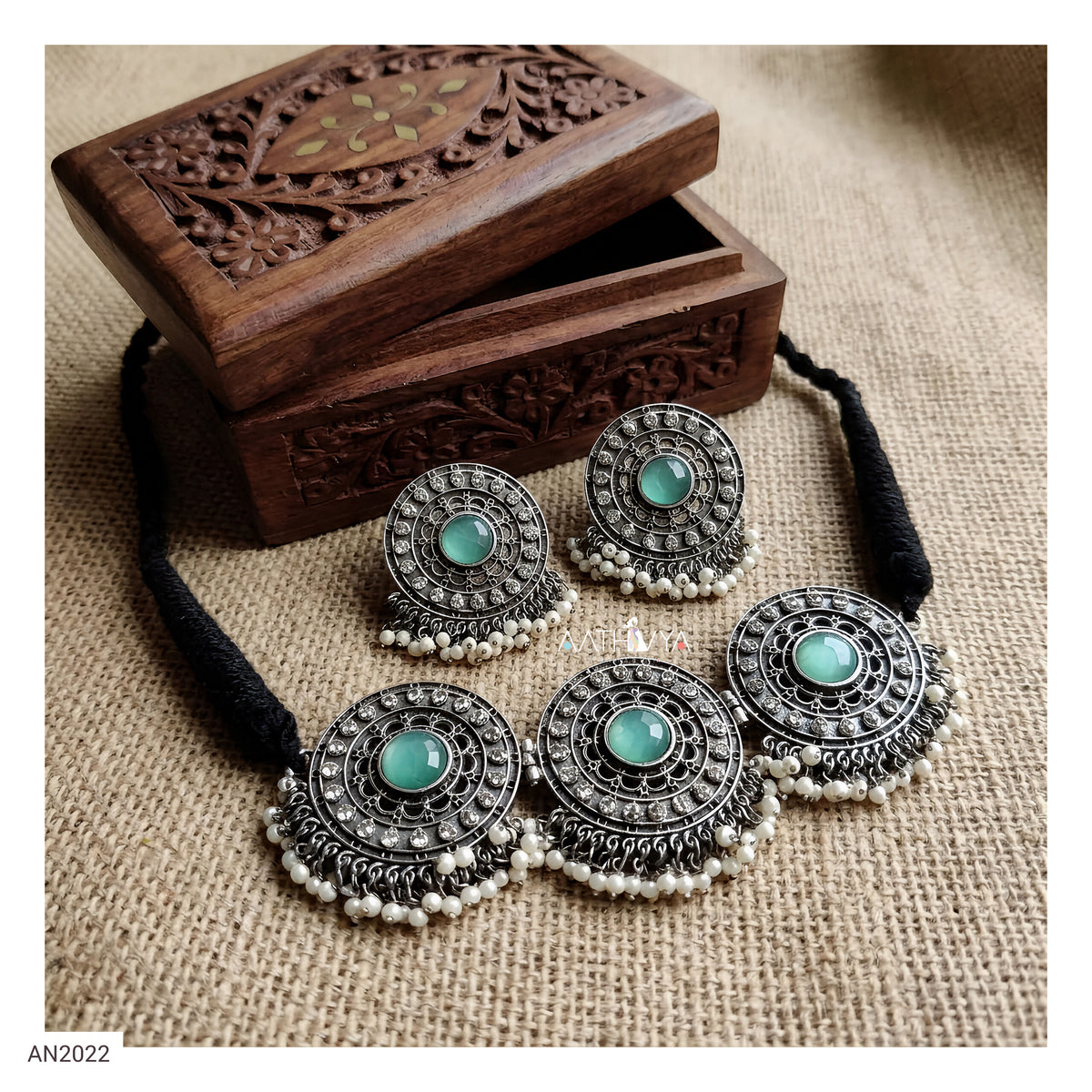 SILVER LOOK ALIKE CHOKER SET - AN2022