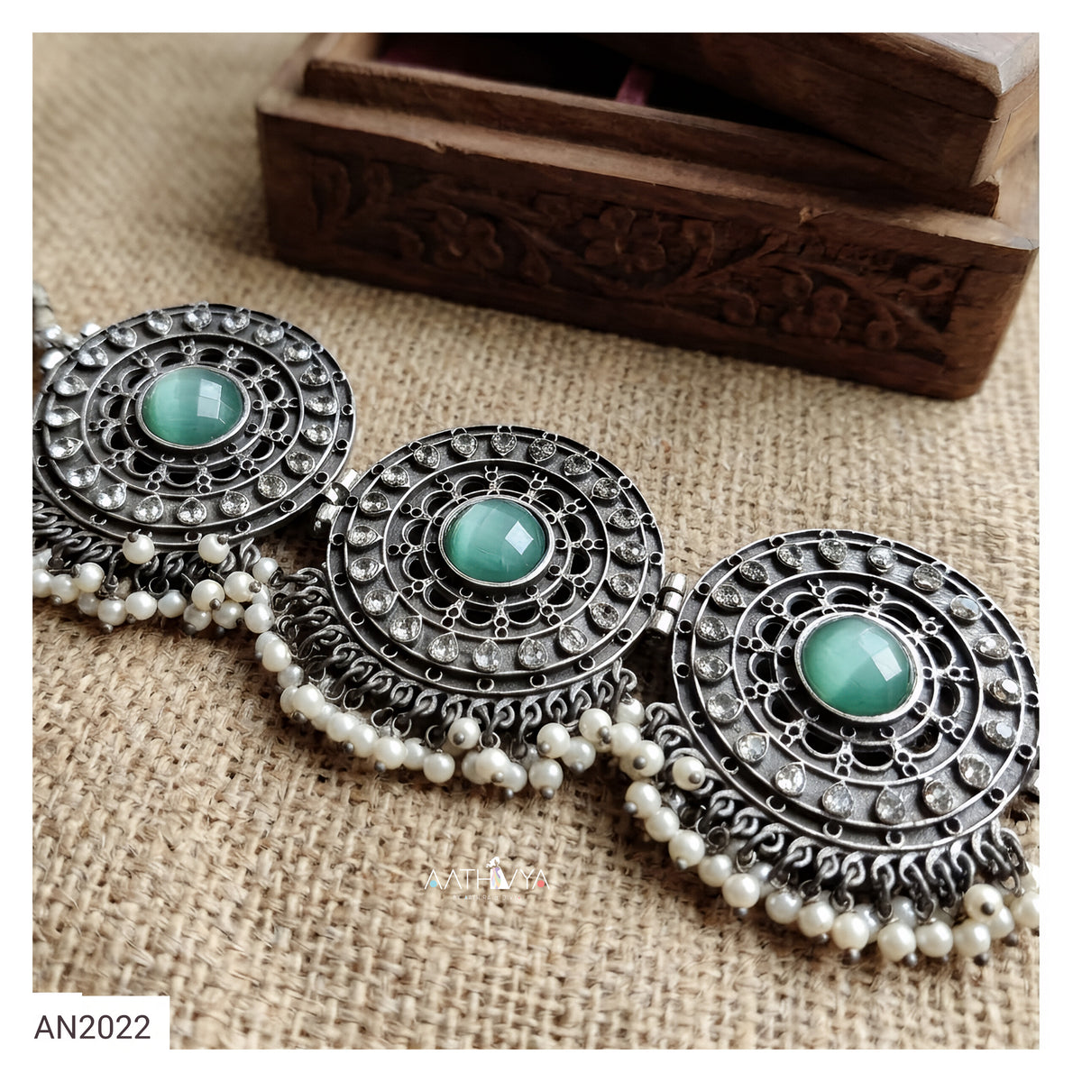 SILVER LOOK ALIKE CHOKER SET - AN2022