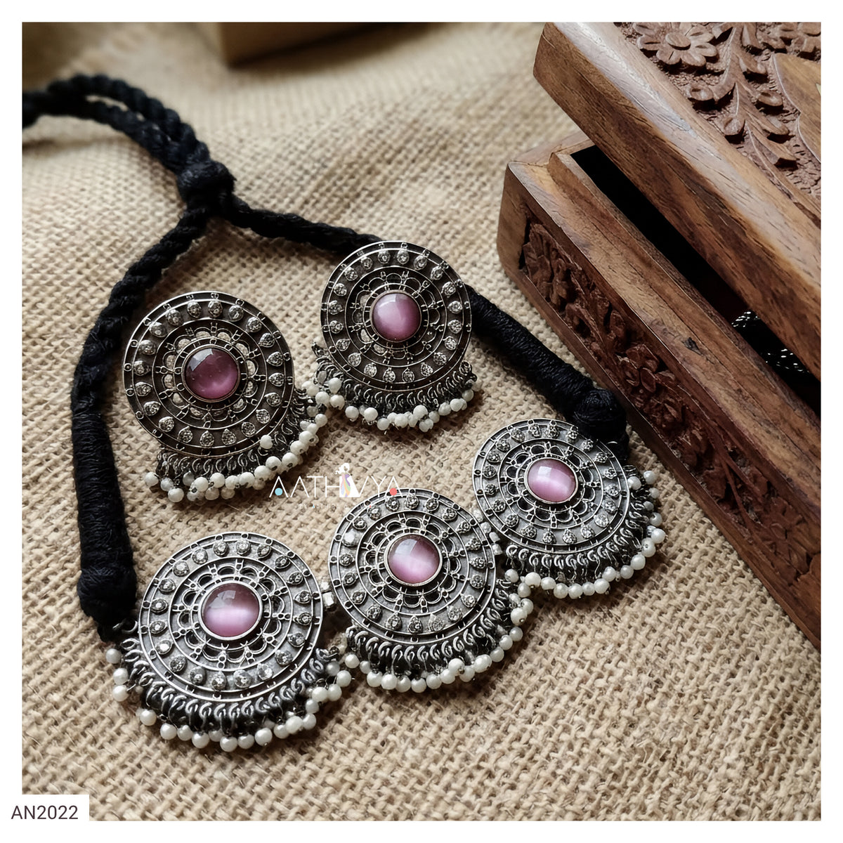 SILVER LOOK ALIKE CHOKER SET - AN2022