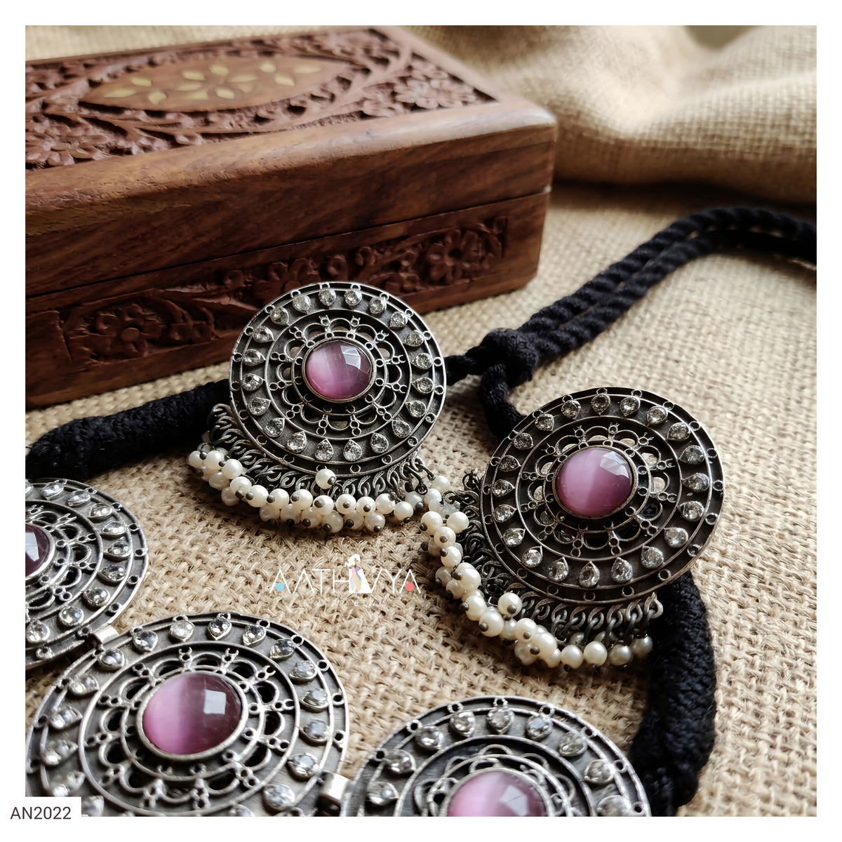 SILVER LOOK ALIKE CHOKER SET - AN2022