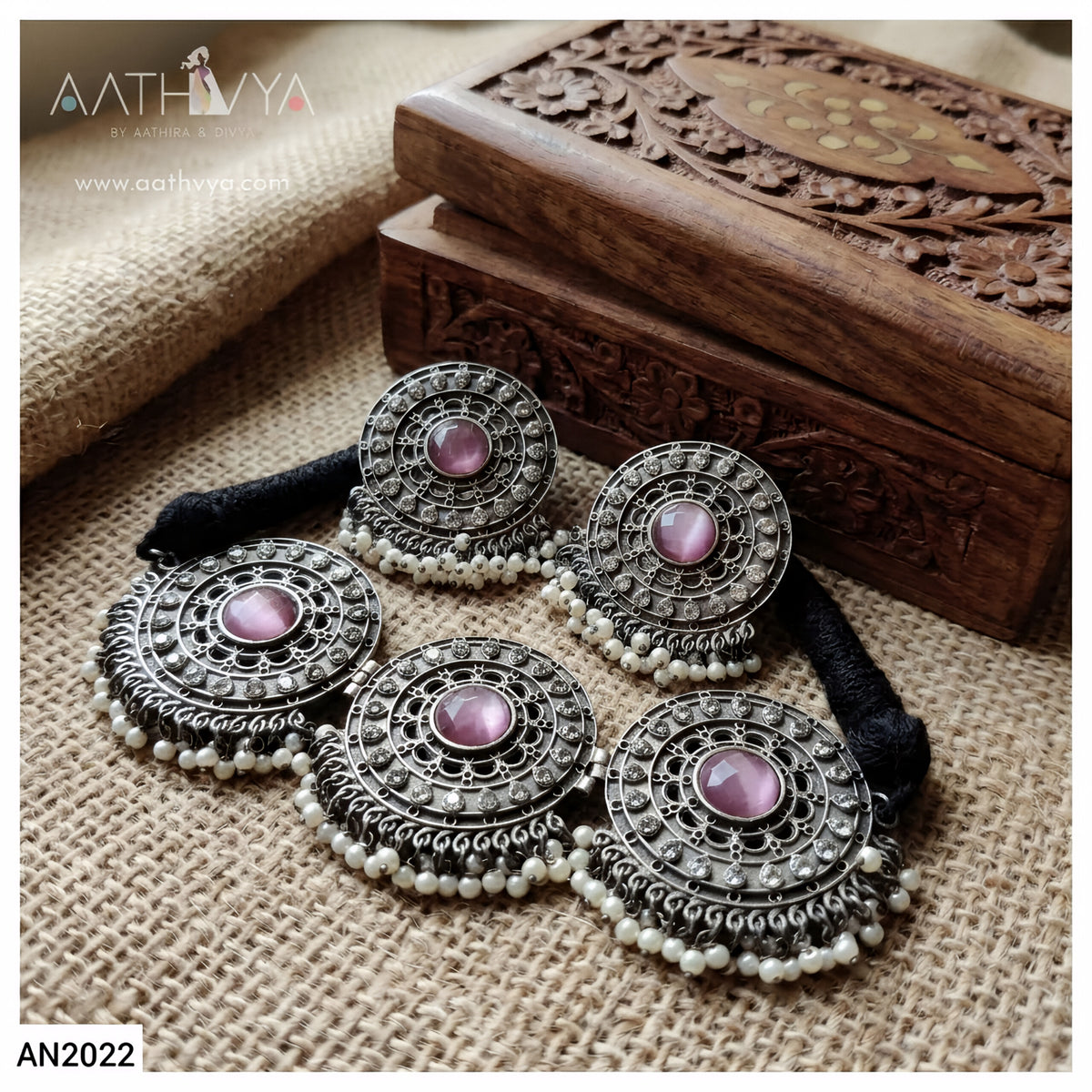 SILVER LOOK ALIKE CHOKER SET - AN2022